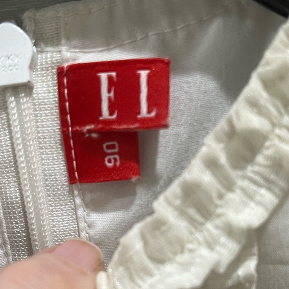 ELLE Off White Baby Dress with Pink Rose - Picture 8 of 8